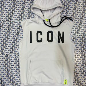 FELPA SMANICATA CON CAPPUCCIO LOGO GRANDE ICON