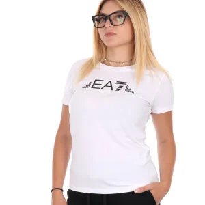 T-SHIRT CON LOGO APPLICATO EA7 EMPORIO ARMANI DA DONNA BIANCO