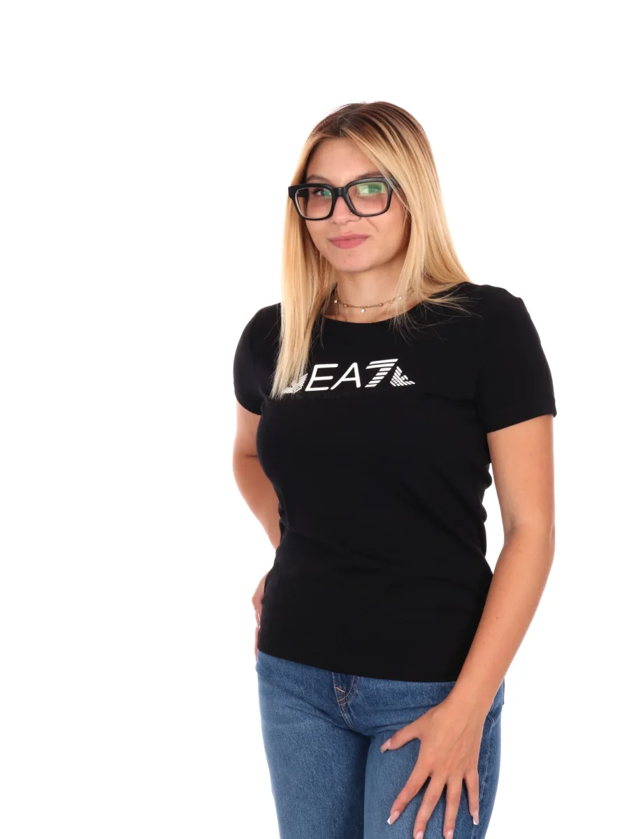 T-SHIRT CON LOGO APPLICATO EA7 EMPORIO ARMANI DA DONNA NERO - immagine 3