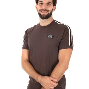 T-SHIRT MANICHE LOGATE EA7 EMPORIO ARMANI DA UOMO MARRONE