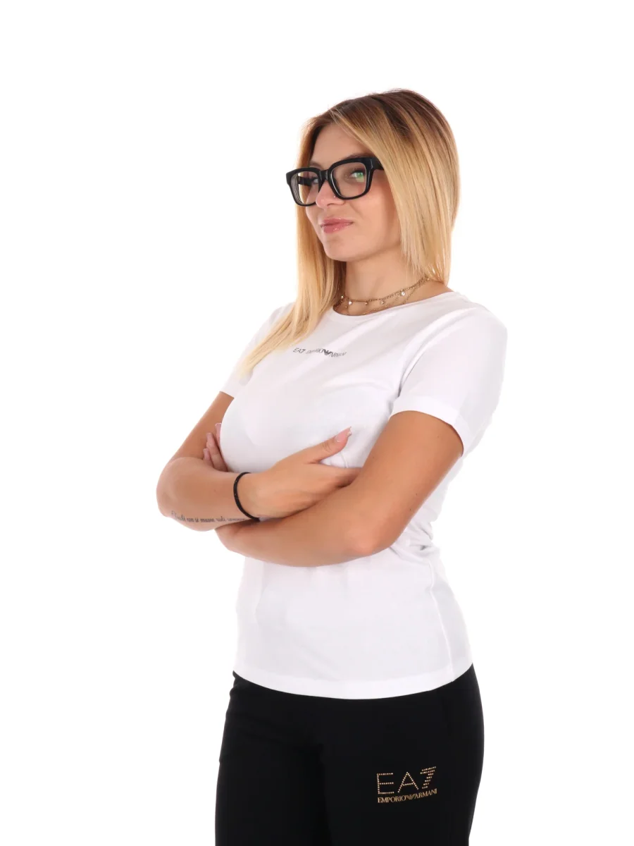 T-SHIRT CON LOGO SLIM EA7 EMPORIO ARMANI DA DONNA BIANCO - immagine 3