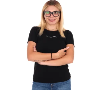 T-SHIRT CON LOGO SLIM EA7 EMPORIO ARMANI DA DONNA NERO