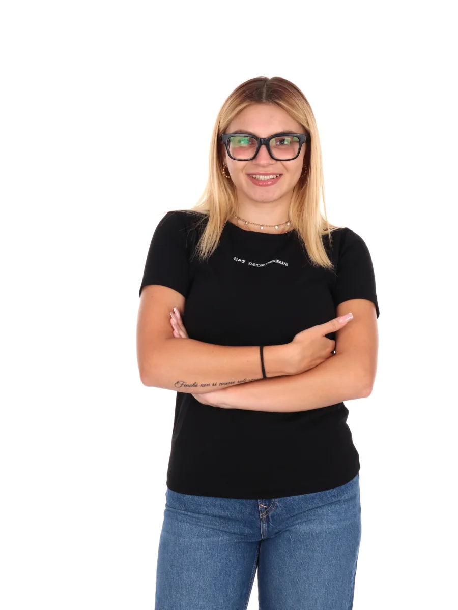 T-SHIRT CON LOGO SLIM EA7 EMPORIO ARMANI DA DONNA NERO