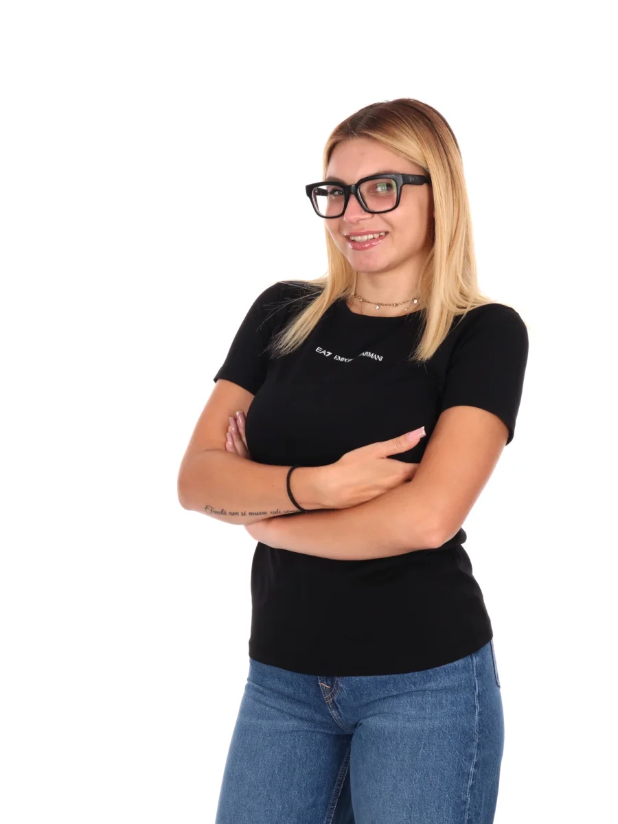 T-SHIRT CON LOGO SLIM EA7 EMPORIO ARMANI DA DONNA NERO - immagine 3