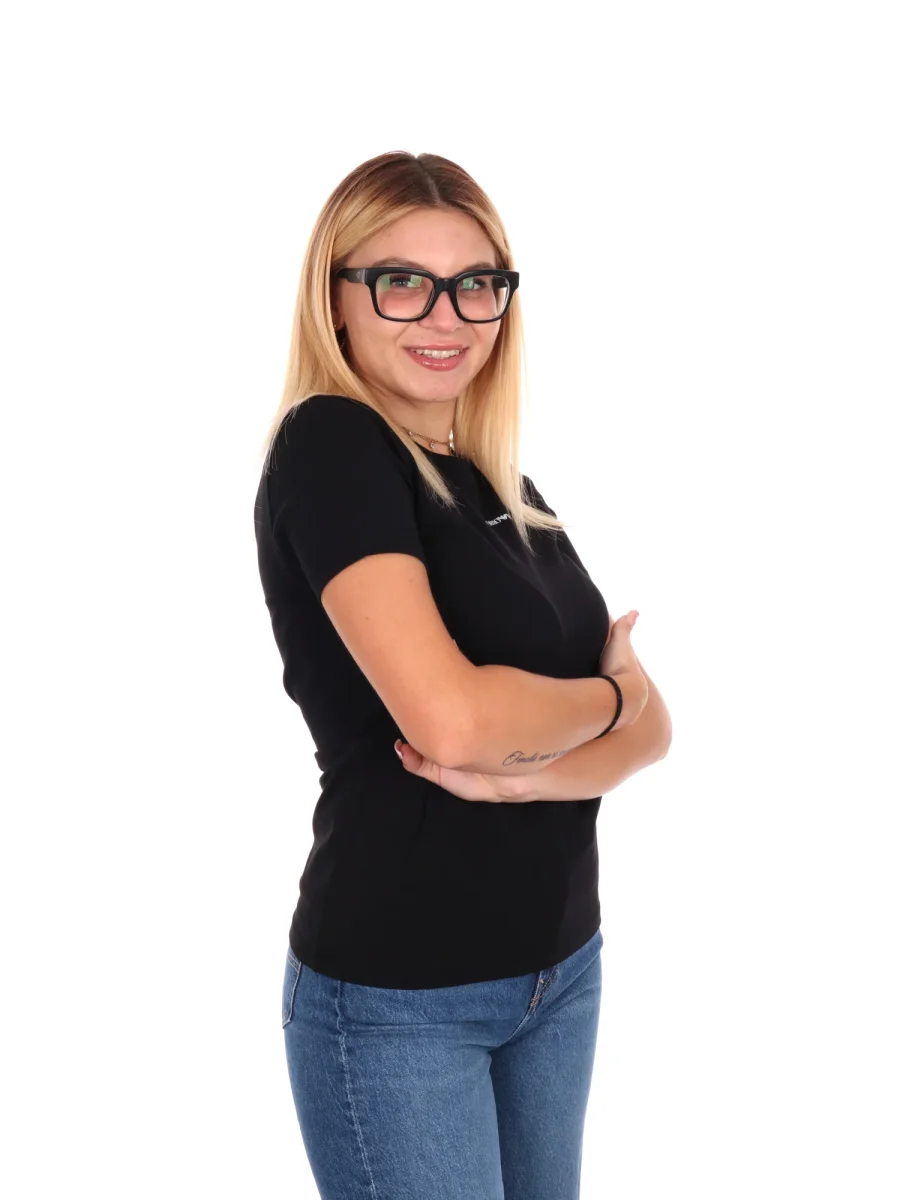 T-SHIRT CON LOGO SLIM EA7 EMPORIO ARMANI DA DONNA NERO - immagine 9