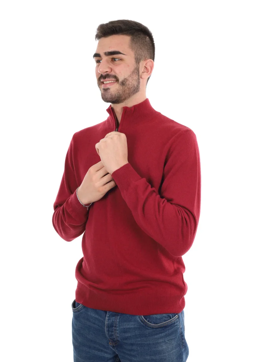MAGLIA MEZZA ZIP FB UOMO BORDEAUX - immagine 3