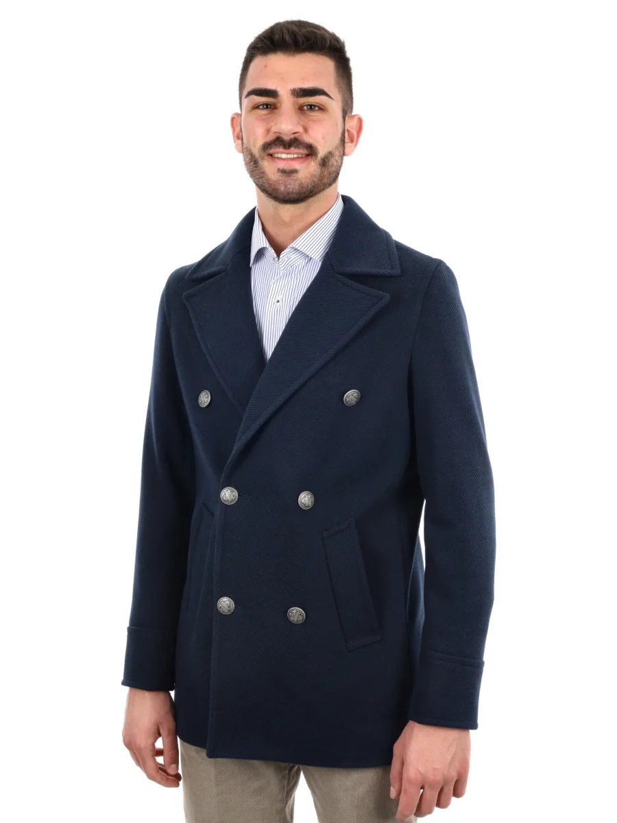 CAPPOTTO BLAZER PICOT DOPPIO PETTO FB DA UOMO BLU - immagine 2