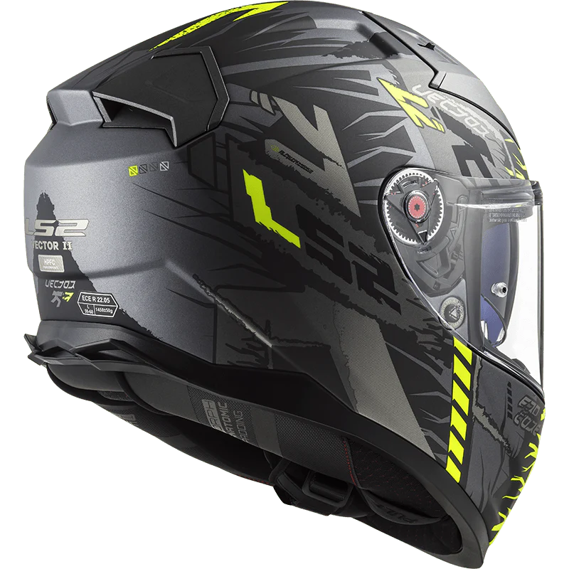 Casco integrale LS2 FF811 VECTOR II Fibra ECE2206 Techbot titanio opaco giallo - immagine 4