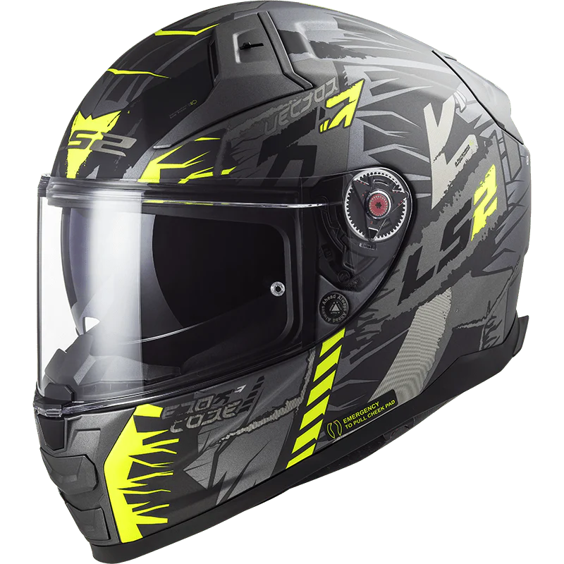Casco integrale LS2 FF811 VECTOR II Fibra ECE2206 Techbot titanio opaco giallo - immagine 3