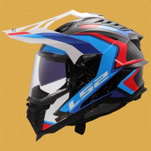 Casco LS2 MX701 C EXPLORER 2206 Carbon Frontier II White blu