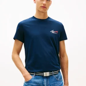 T-SHIRT BLU REGULAR TOMMY JEANS CON LOGO STAMPATO DA UOMO