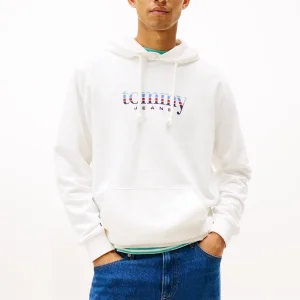 FELPA BIANCA TOMMY JEANS CON CAPPUCCIO E LOGO DA UOMO