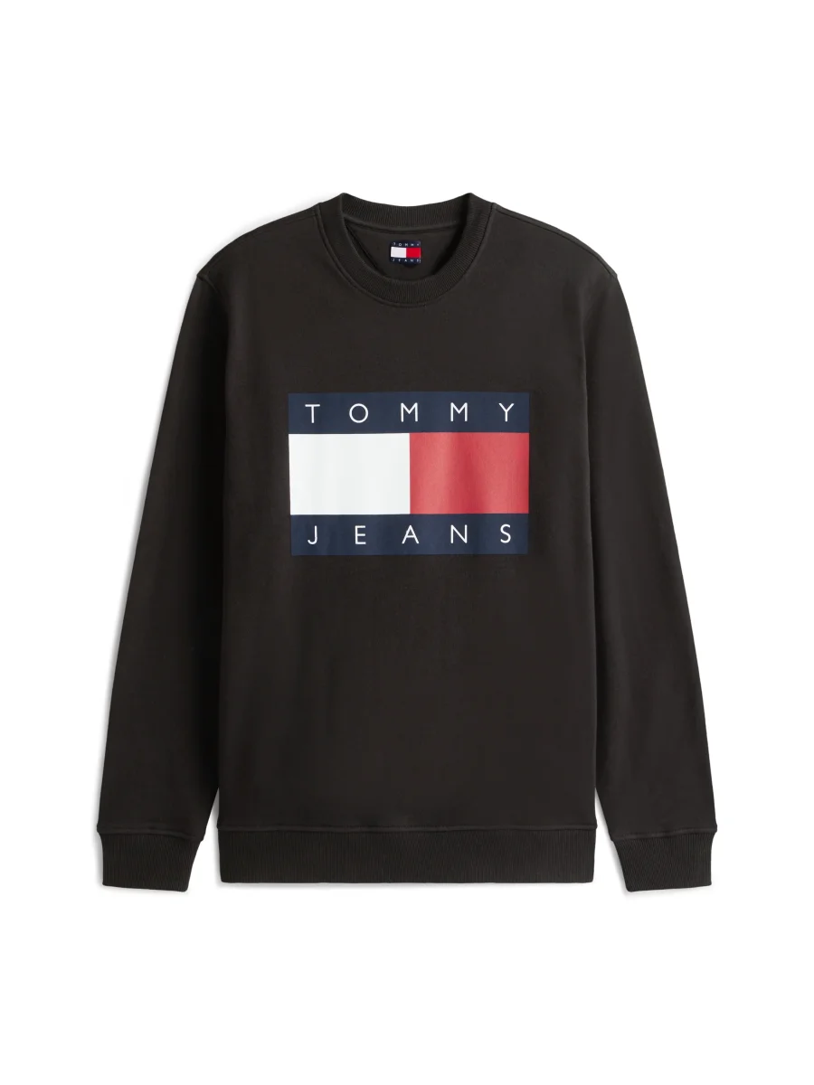 FELPA NERA TOMMY JEANS CON CAPPUCCIO E MAXI LOGO DA UOMO - immagine 3