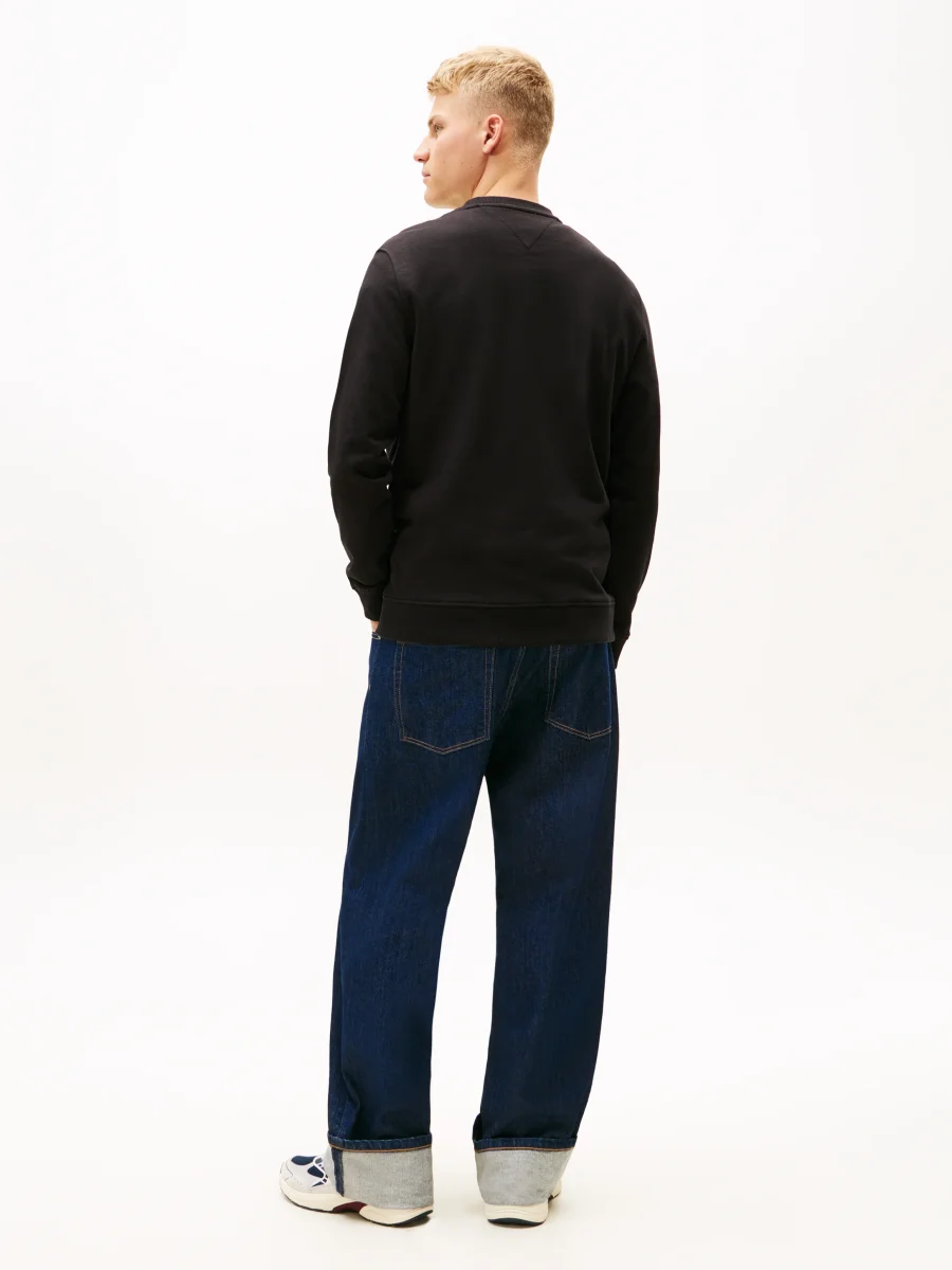 FELPA NERA TOMMY JEANS CON CAPPUCCIO E MAXI LOGO DA UOMO - immagine 4