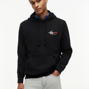 FELPA NERA TOMMY JEANS CON CAPPUCCIO DA UOMO