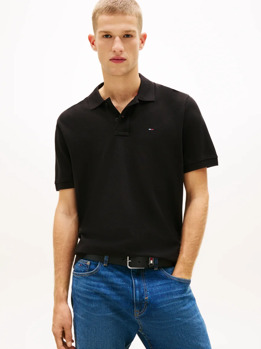 POLO REGULAR NERA TOMMY JEANS CON LOGO DA UOMO