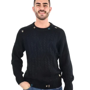 MAGLIOENE GIROCOLLO GIANNI LUPO DA UOMO NERO