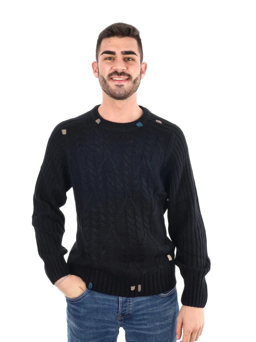 MAGLIOENE GIROCOLLO GIANNI LUPO DA UOMO NERO - immagine 2