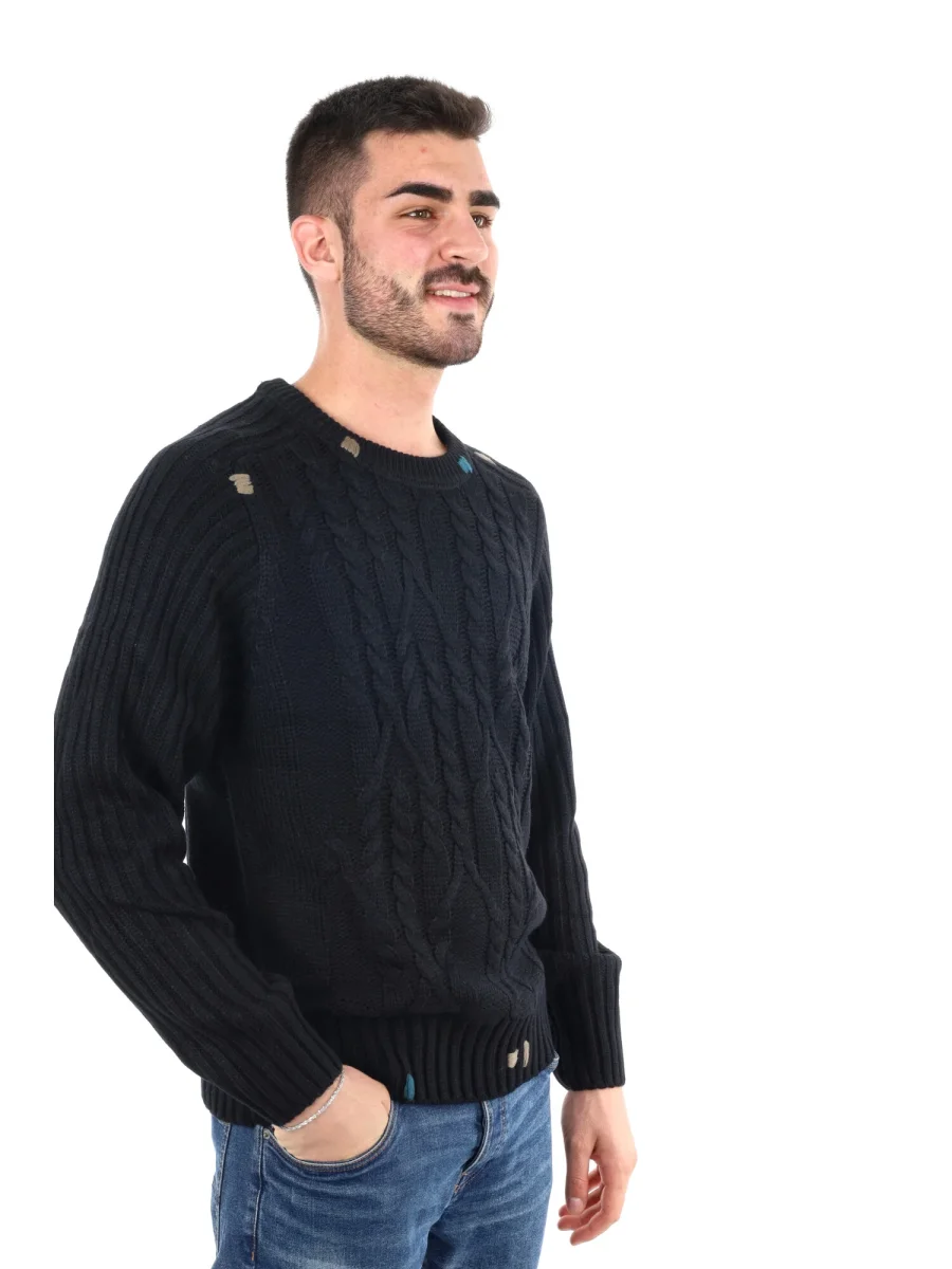 MAGLIOENE GIROCOLLO GIANNI LUPO DA UOMO NERO - immagine 9