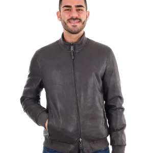 GIUBBINO BIKER IN ECOPELLE GIANNI LUPO DA UOMO ANTRACITE