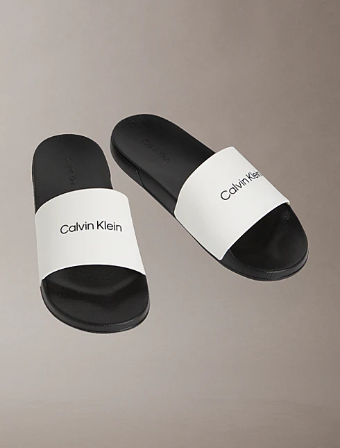 CIABATTA MARE BIANCO-NERA CALVIN KLEIN ESS SLIDE MONOBRA UNISEX - immagine 3