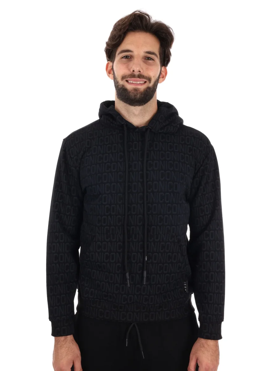 FELPA MONOGRAM ALL OVER ICON DA UOMO NERO