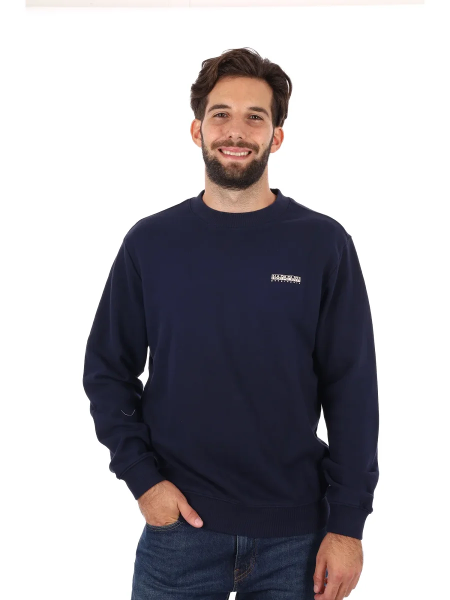 FELPA GIROCOLLO SMALLBOX NAPAPIJRI DA UOMO BLU - immagine 2