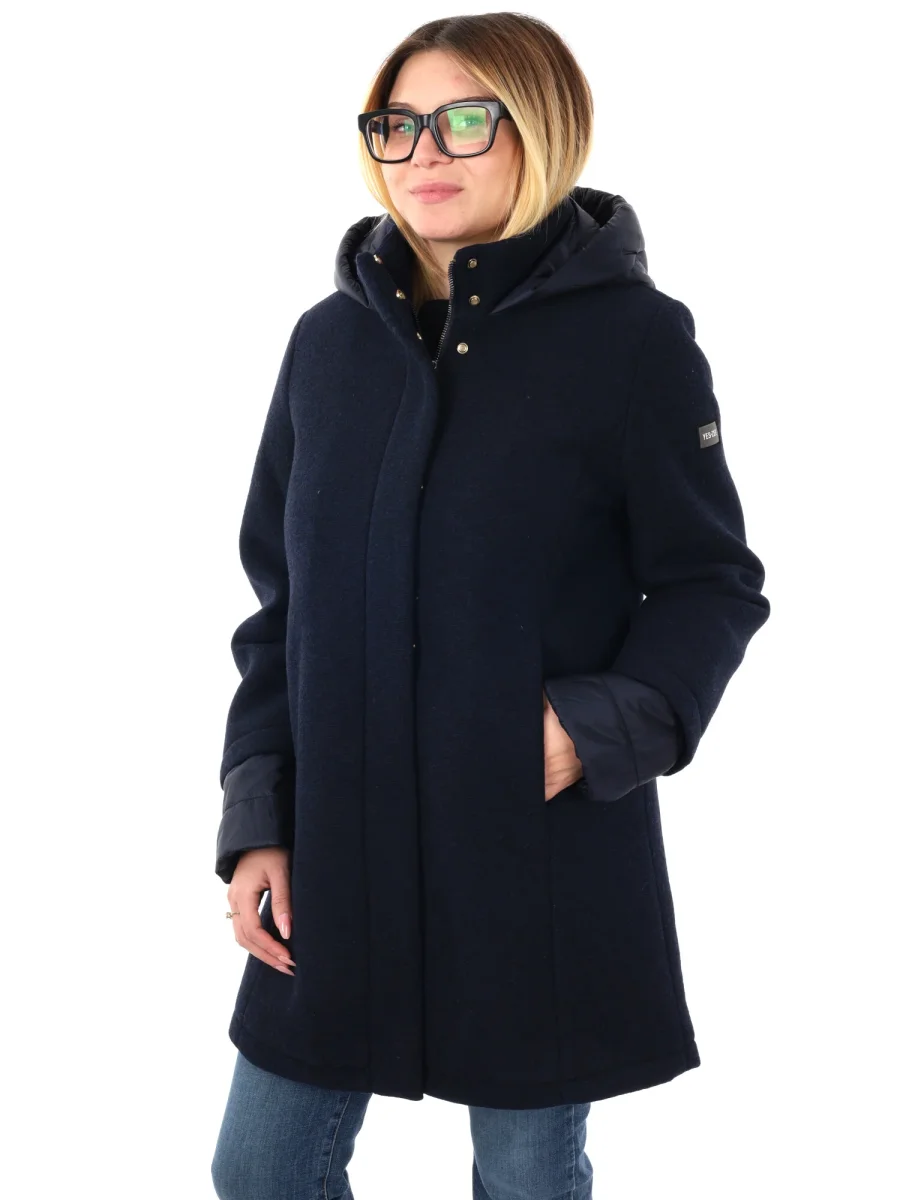 CAPPOTTO CON CAPPUCCIO FICCO YES ZEE DA DONNA BLU - immagine 3