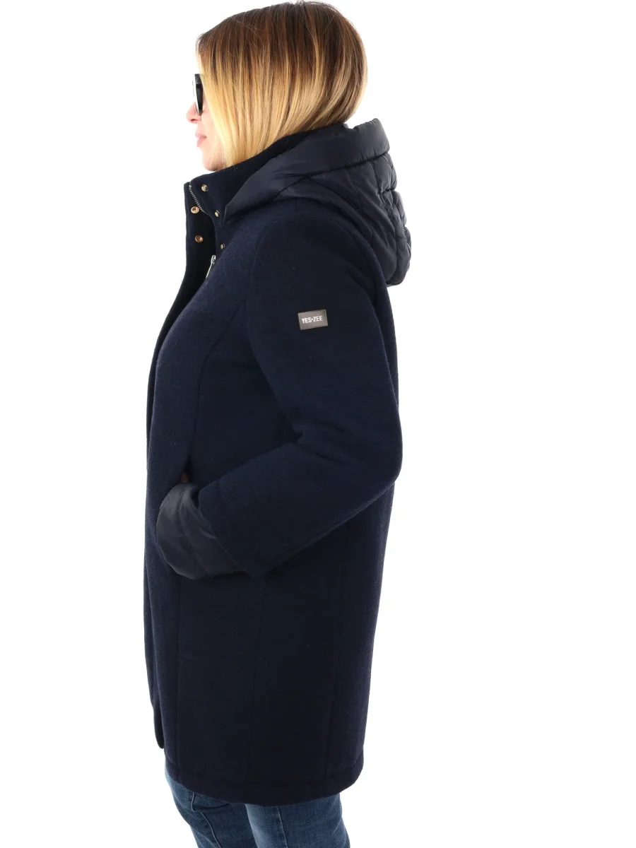 CAPPOTTO CON CAPPUCCIO FICCO YES ZEE DA DONNA BLU - immagine 4