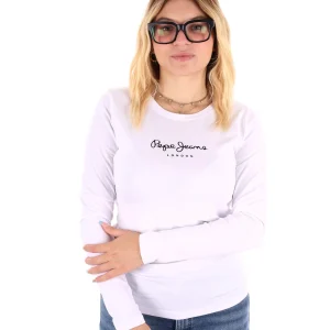 MAGLIA A MANICHE LUNGHE NEW VIRGINIA PEPE JEANS DA DONNA BIANCO